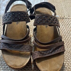 Naot Dark Brown Strappy Sandals with Stud Accents